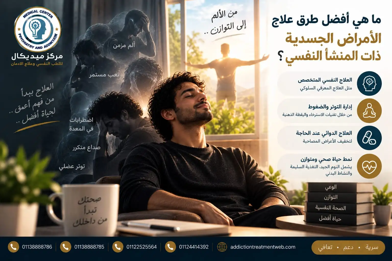 ما هي أفضل طرق علاج الأمراض الجسدية ذات المنشأ النفسي؟