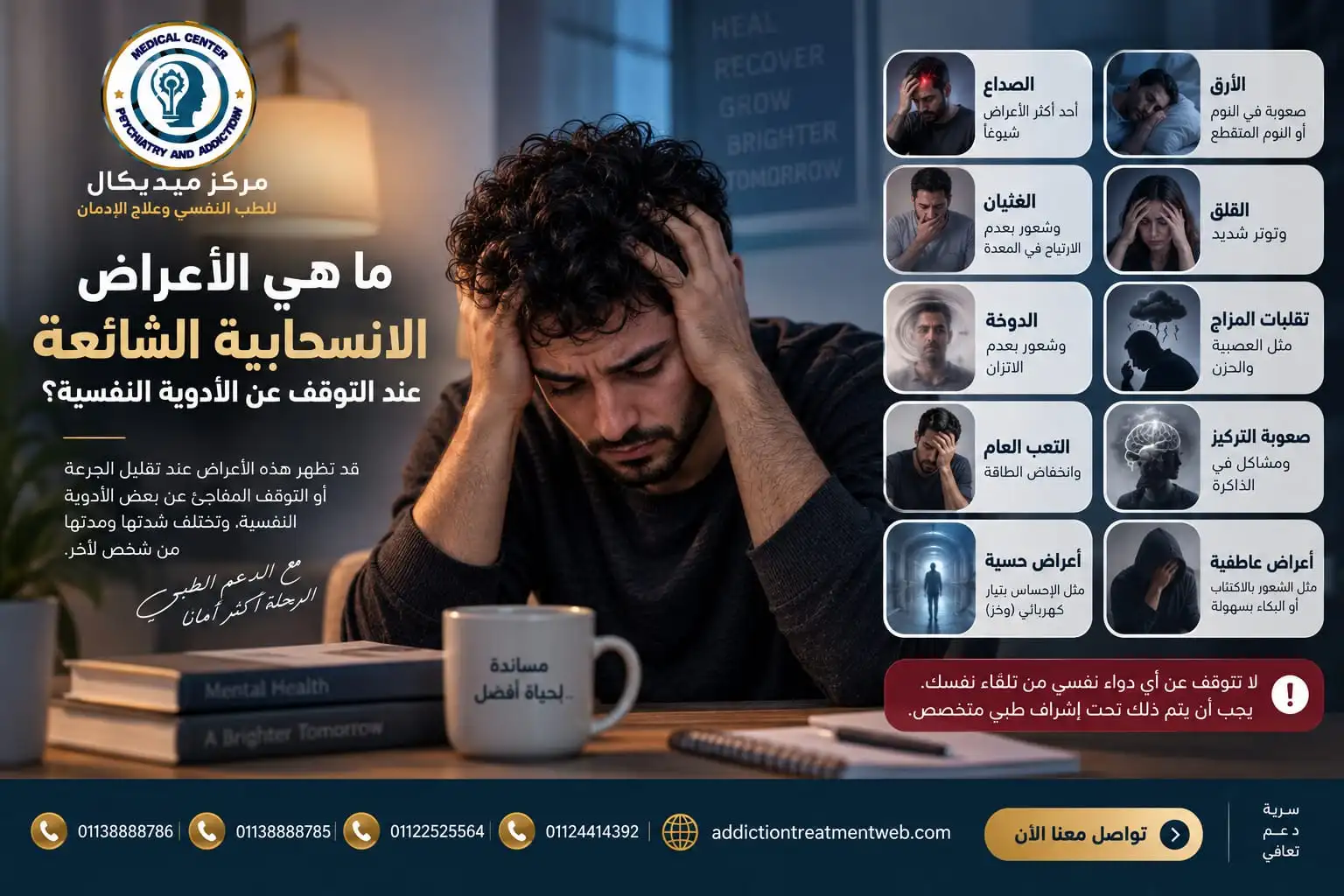 ما هي الأعراض الانسحابية الشائعة عند التوقف عن الأدوية النفسية؟