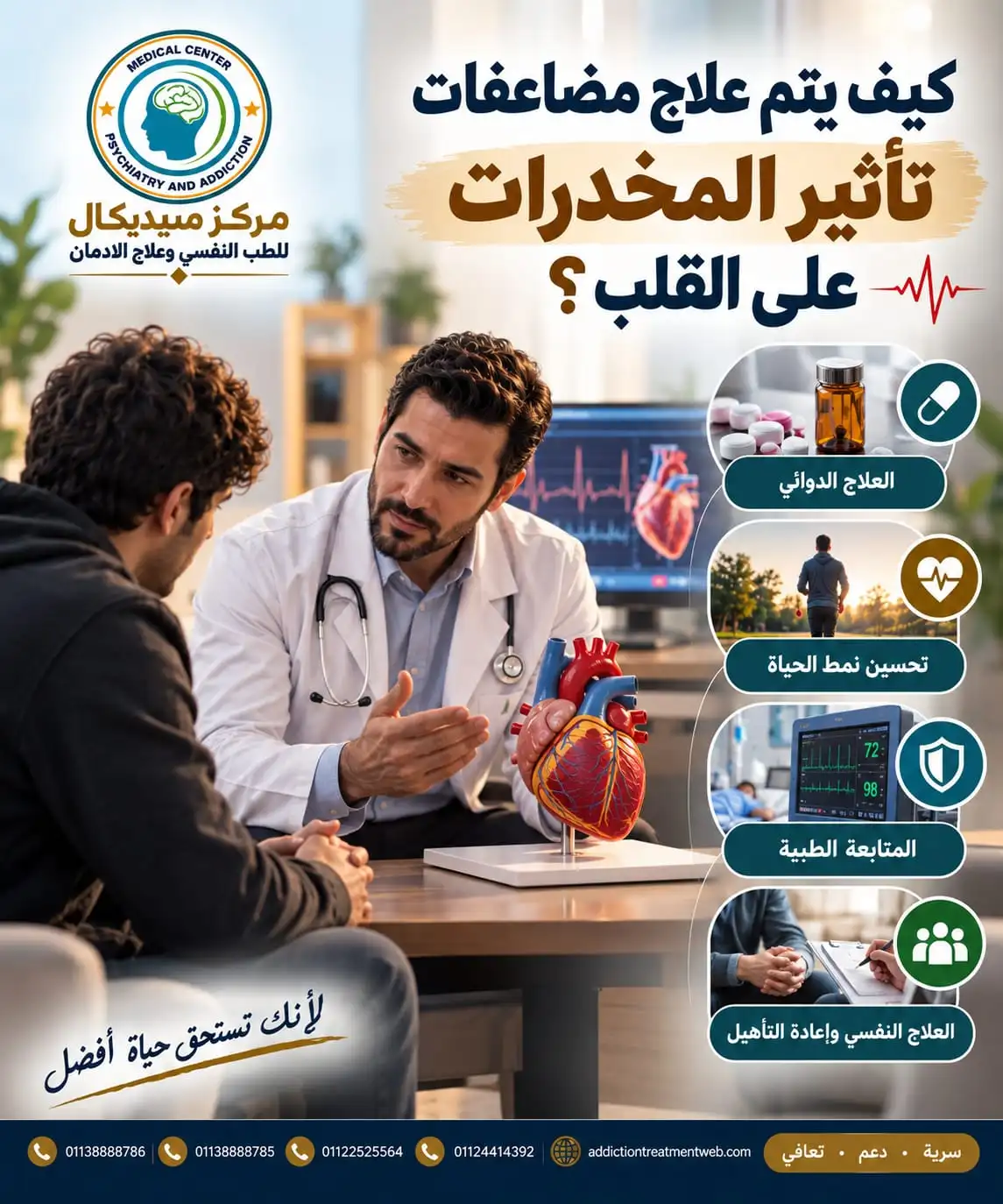 كيف يتم علاج مضاعفات تاثير المخدرات على القلب