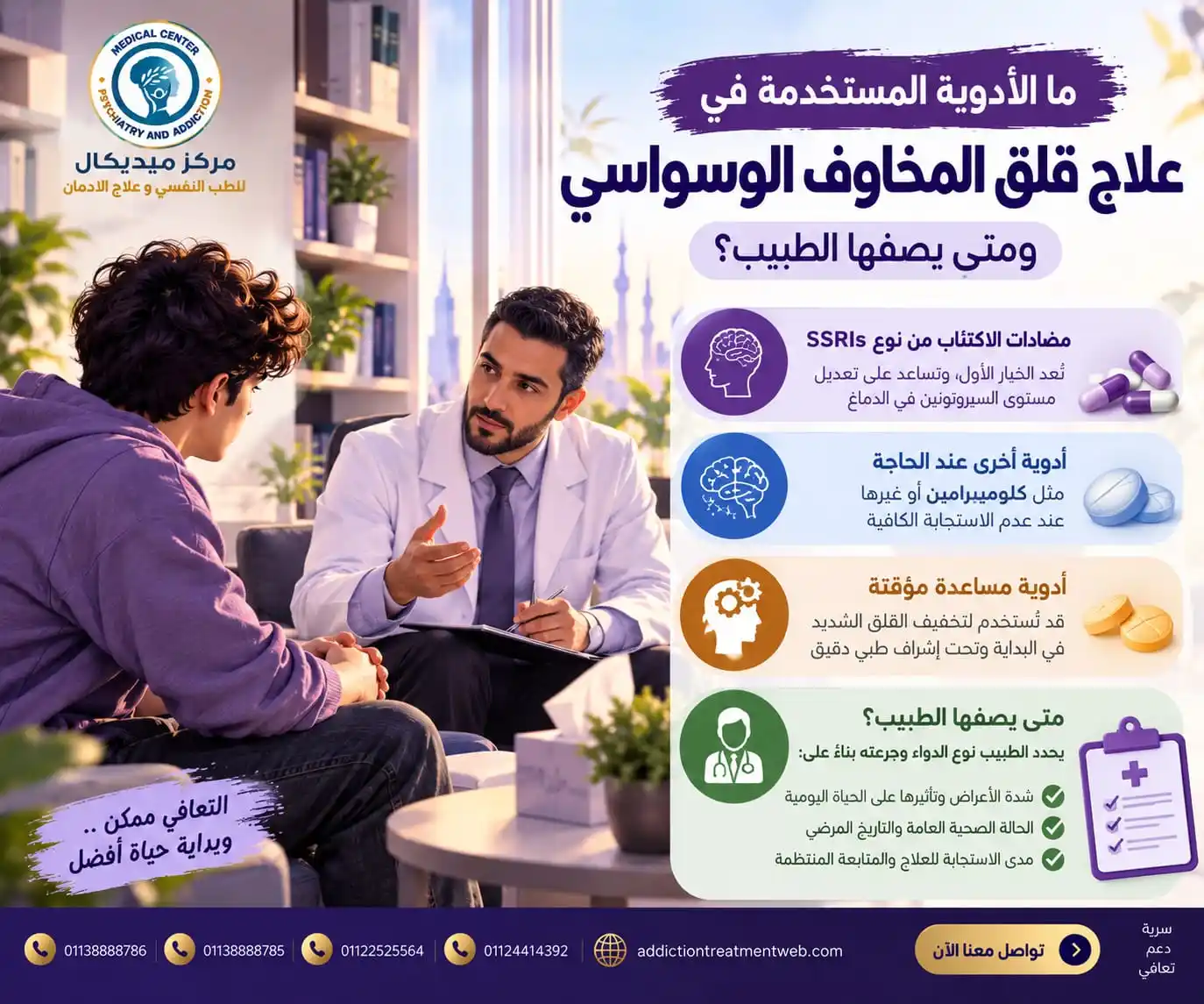 ما الأدوية المستخدمة في علاج قلق المخاوف الوسواسي ومتى يصفها الطبيب