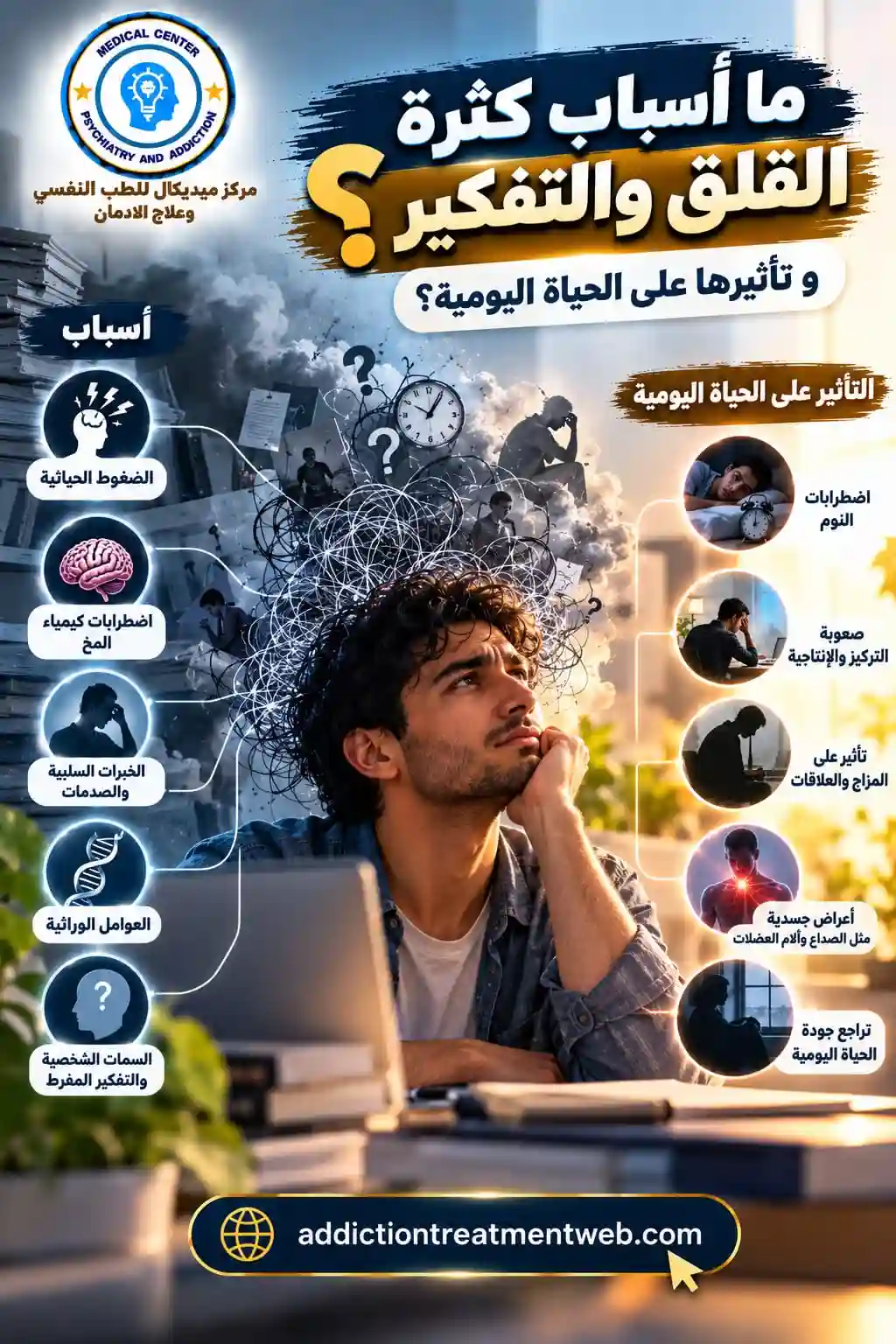 ما أسباب كثرة القلق والتفكير وتأثيرها على الحياة اليومية